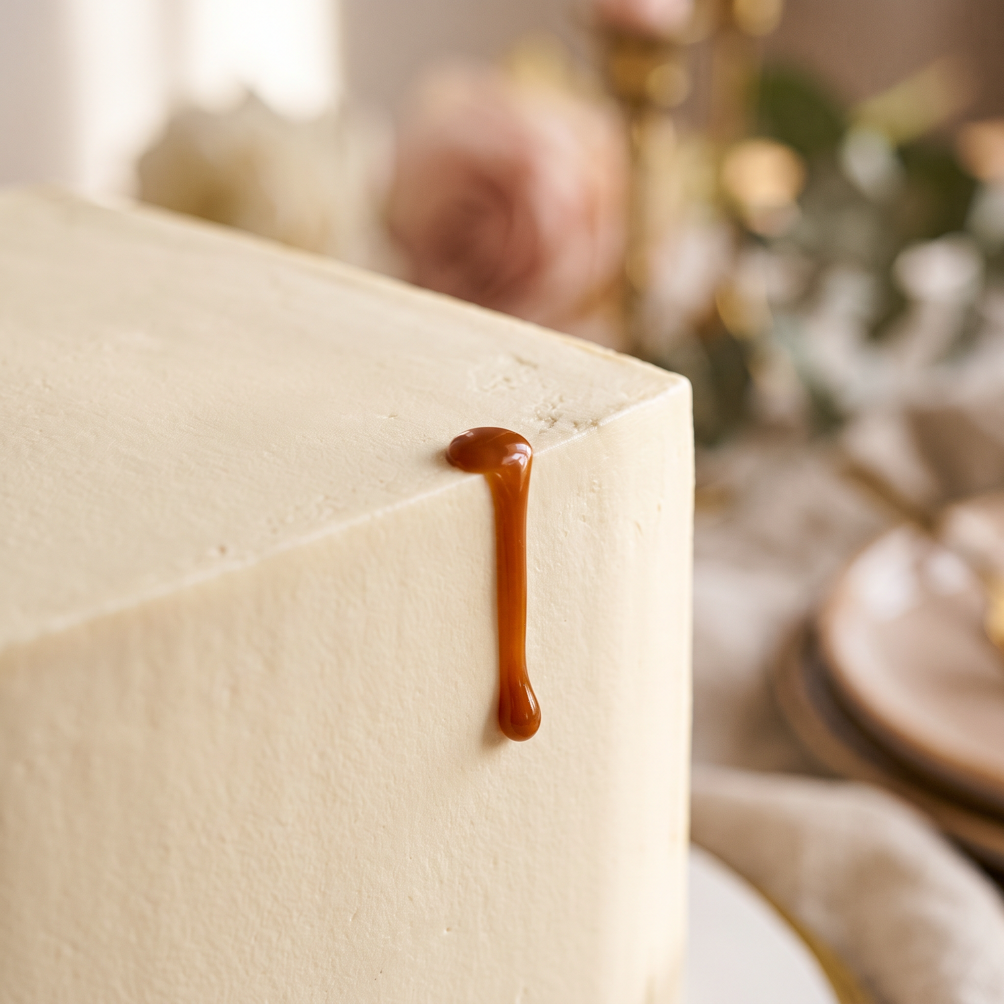 Silky smooth buttercream texture with sharp edge